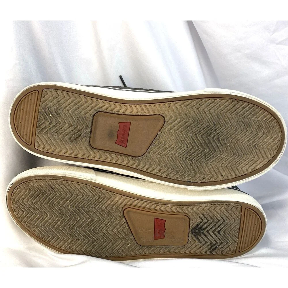 LEVI STRAUSS Men's Size 9,5 Sneaker Gray Faux Leather Lace Up Round Toe Low Top